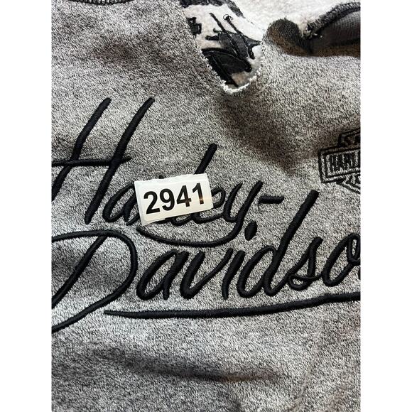 Harley Davidson Women Sweatshirt XL Gray Logo Pocket Pullover Cotton - Picture 6 of 6